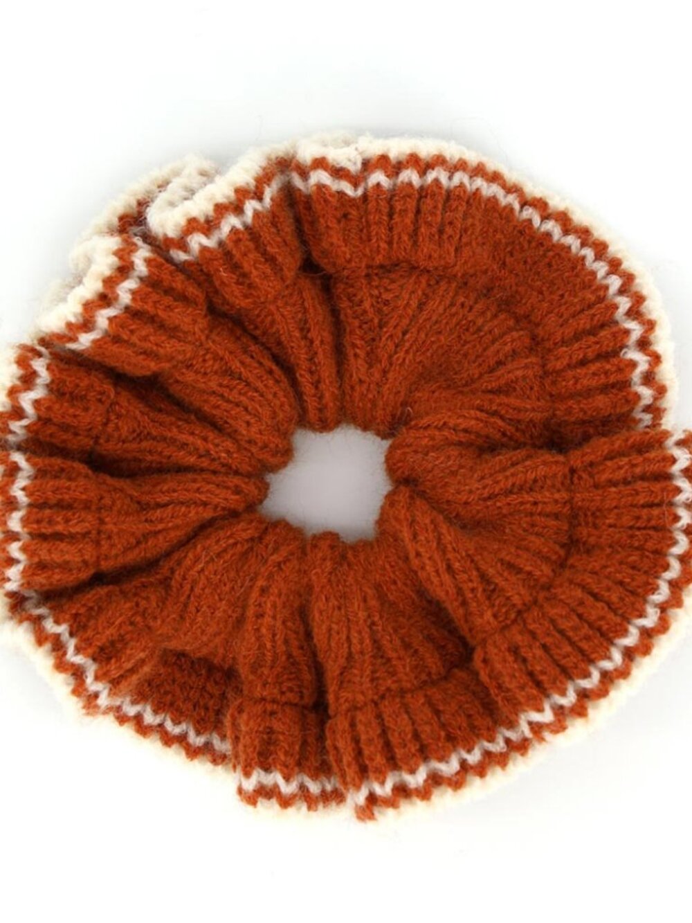 Knit Ribbed Ruffle Hair Scrunchie - Picture 6 of 6